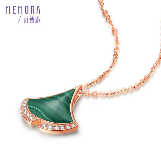 【积分抵值】小礼物（银杏叶）玫瑰色18K金钻石项链KN2498 商品图3