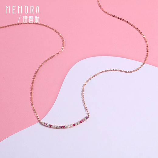 小礼物（微笑）玫瑰色18K金钻石项链KN265201 商品图7