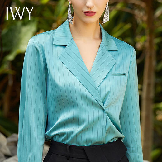 IWY/绿色竖条纹衬衫BP203106 商品图2