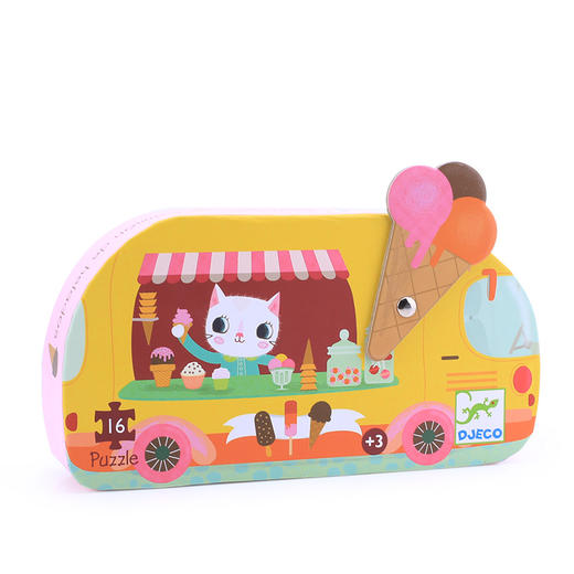 djeco交通工具动物拼图儿童益智智力早教小班中班3-4岁16片 冰淇淋车 商品图1
