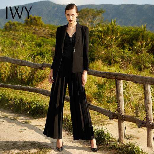 IWY/黑色长袖西装阔腿裤套装203010CP 商品图4