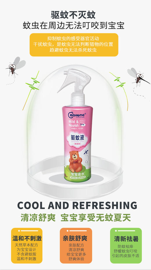 宝宝金水驱蚊液200ml（喷雾型）温和防蚊 舒缓皮肤不适 户外旅游驱蚊 远离蚊叮虫咬JPY带授权招加盟代理 商品图3