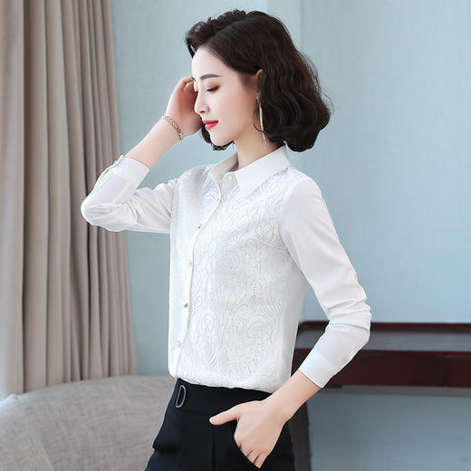 韩版优雅，长袖蕾丝职业打底衬衫TR-55815 商品图5
