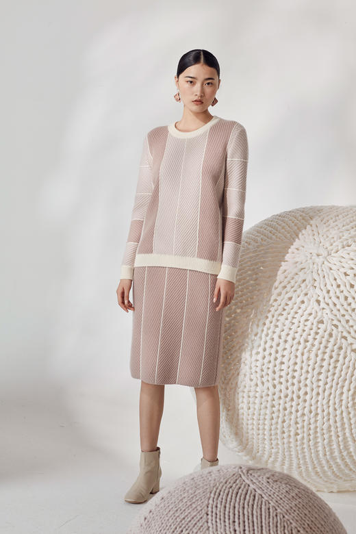  秋冬 加厚圆领撞色羊绒针织衫 SJF92W138N 商品图3