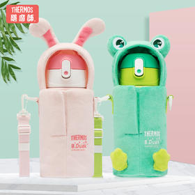 膳魔师 儿童保温杯小兔子青蛙杯套 水背带水壶便携宝宝水杯 550ml