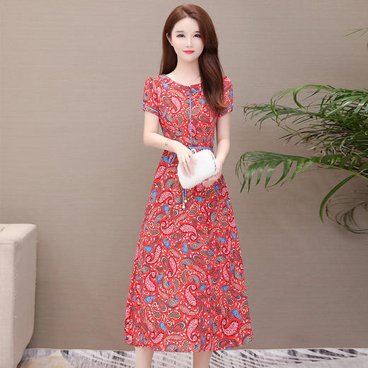 印花时尚，中长款气质优雅连衣裙YW-JJ-8991 商品图1