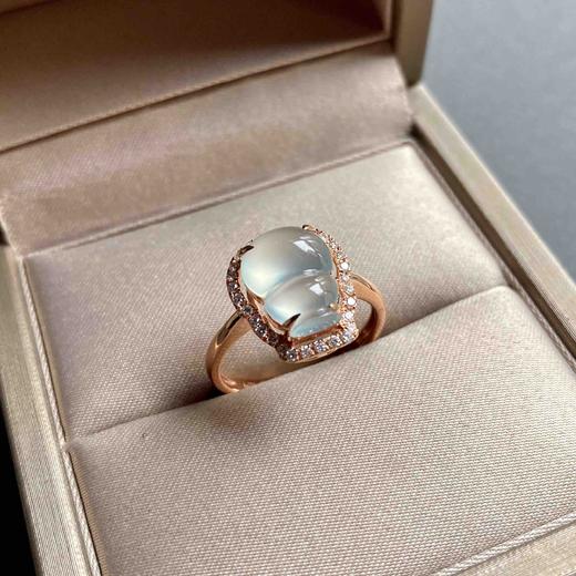 玻璃种翡翠葫芦戒指18k玫瑰金钻石镶嵌 商品图2