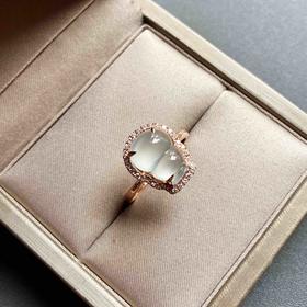 玻璃种翡翠葫芦戒指18k玫瑰金钻石镶嵌