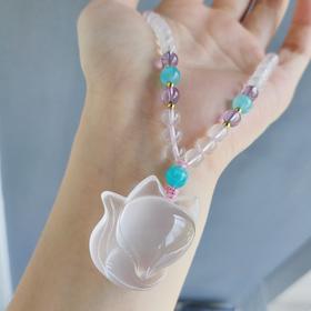 粉晶小狐狸项链