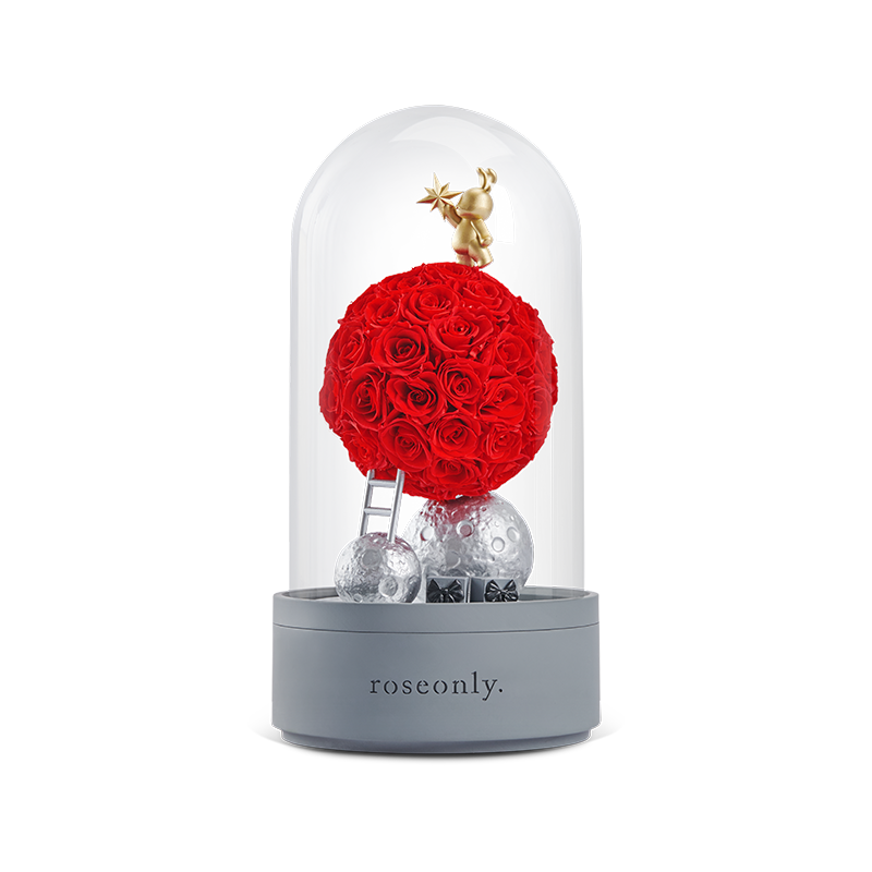 ROSEONLY诺誓 永生玫瑰-水晶之恋系列 甜心兔的玫瑰星球-音乐钟罩