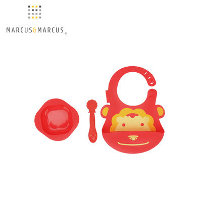 （超值）加拿大MARCUS婴幼儿硅胶餐具套装宝宝吃饭围兜汤勺硅胶碗三件套 商品图7