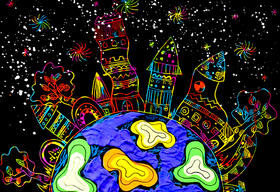 《旋转的地球》地球日/环保/刮画【自动发货：下单后，点击手机短信中收到的链接，即可获取文件下载的链接；如有任何问题，可添加客服微信hm33268获得帮助】