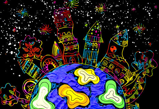 《旋转的地球》地球日/环保/刮画【自动发货：下单后，点击手机短信中收到的链接，即可获取文件下载的链接；如有任何问题，可添加客服微信hm33268获得帮助】 商品图0