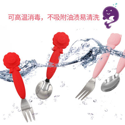 （超值）加拿大MARCUS叉勺宝宝婴儿儿童硅胶不锈钢叉子勺子套装学吃餐具 商品图3