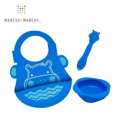（超值）加拿大MARCUS婴幼儿硅胶餐具套装宝宝吃饭围兜汤勺硅胶碗三件套 商品图6