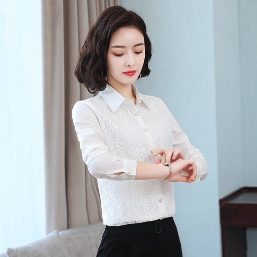 韩版优雅，长袖蕾丝职业打底衬衫TR-55815 商品图2