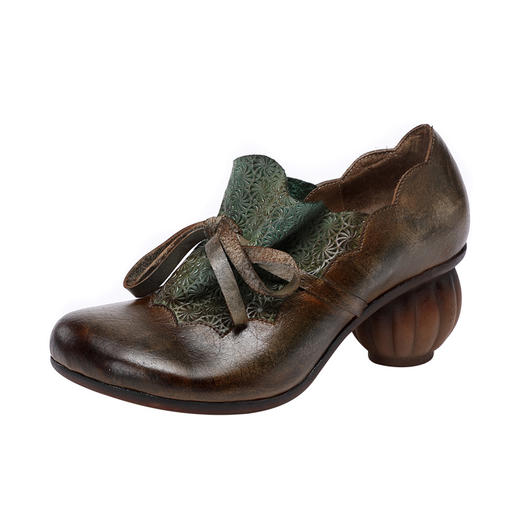 原创民族风，头层牛皮复古手工真皮粗跟文艺单鞋BC-1983-3255 商品图4