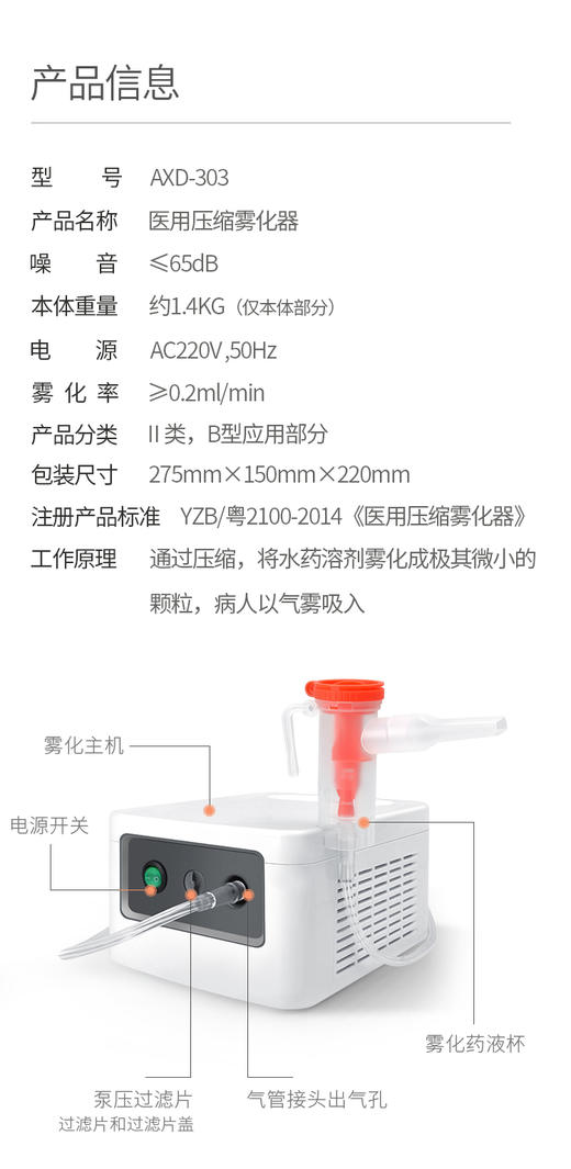 运智贝 雾化机儿童医用家用压缩雾化器化痰清肺宝宝成人家用清肺 商品图13