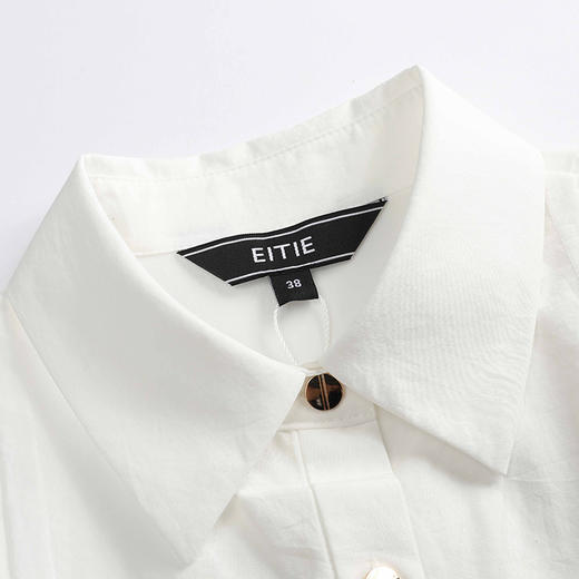 故障 EITIE爱特爱秋季新款简约通勤时尚灯笼喇叭袖显瘦百搭白衬衫6309005 商品图3