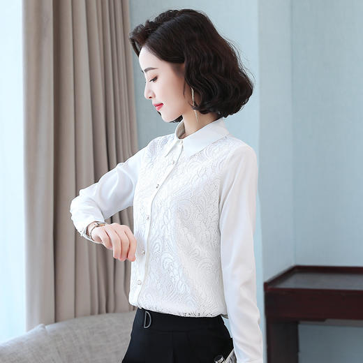 韩版优雅，长袖蕾丝职业打底衬衫TR-55815 商品图4