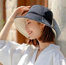 （超值）日本uvcut防晒帽子女遮阳帽太阳帽防紫外线双面大S同款遮脸渔夫帽