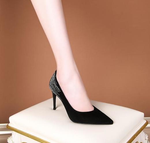 OLD-L9281A新款时尚真皮浅口水砖细跟单鞋 商品图3