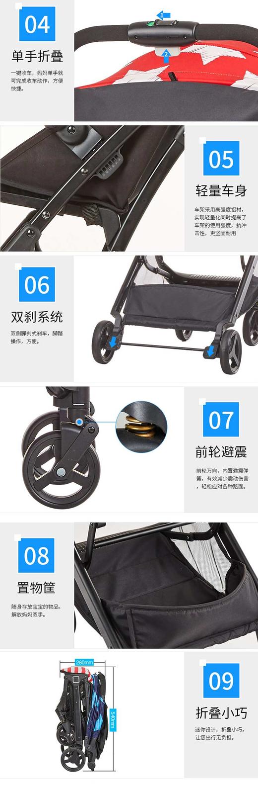 小龙哈彼婴儿推车高景观婴儿童车手推车LC506-V191纯色蓝JPY带授权招加盟代理 商品图5