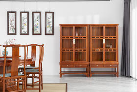 红桥红  家具严选  缅甸花梨（大果紫檀）  【178 疏影条子 碗柜】