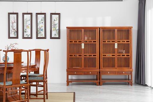 红桥红  家具严选  缅甸花梨（大果紫檀）  【178 疏影条子 碗柜】 商品图0