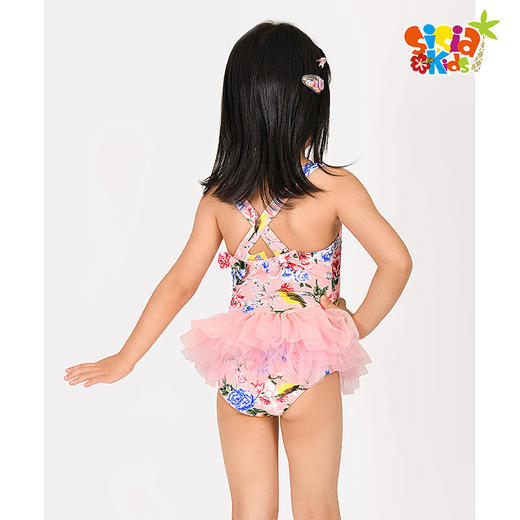 sisia儿童泳衣女新款公主范中大童洋气度假裙式连体游泳衣 商品图1