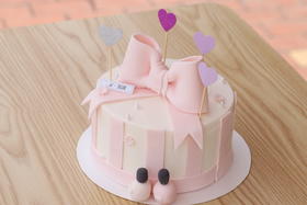 粉萌蝴蝶结（全翻糖配件可食用 提前一天以上预订）