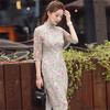 WXY-2334新款小碎花印花中长款改良修身旗袍裙 商品缩略图0