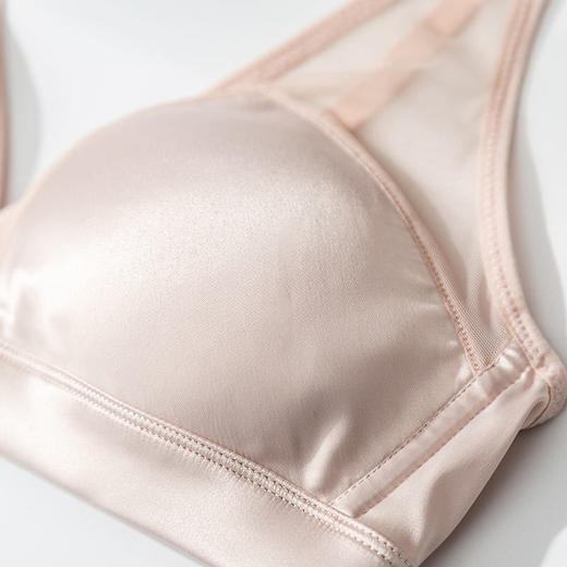 上海旗袍厂TG-TG02S082真丝文胸无钢圈薄款超薄小胸平胸专用法式性感三角杯桑蚕丝内衣女 商品图2