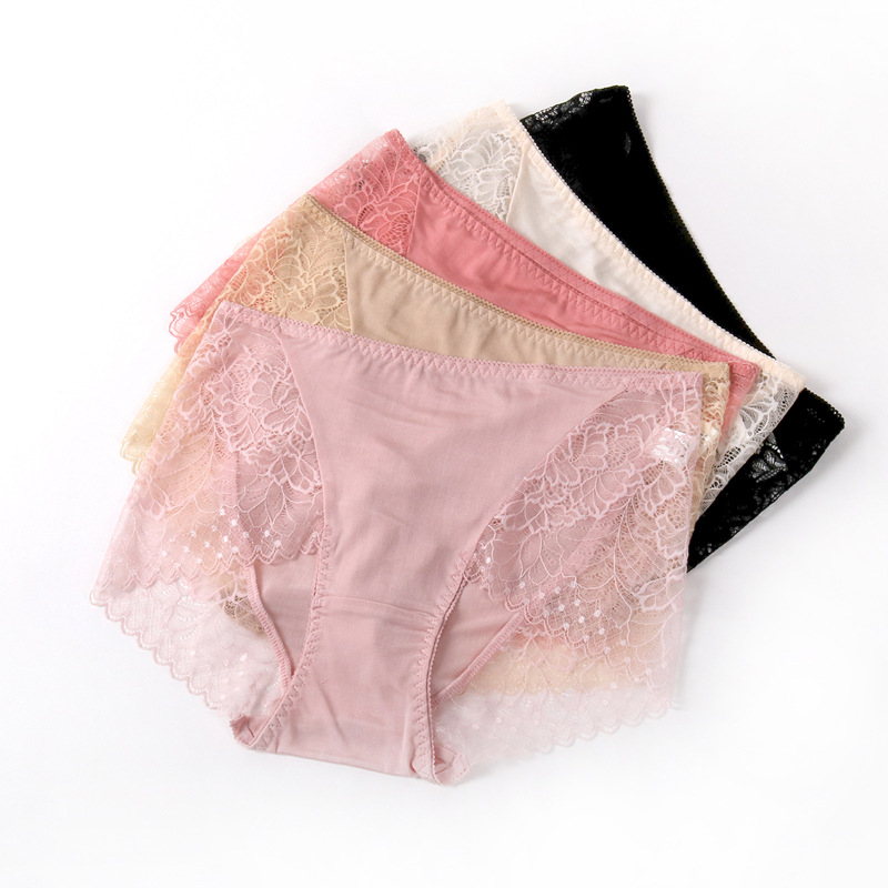 上海旗袍厂TG-TG01S008真丝内裤女桑蚕丝蕾丝边性感舒适包臀无痕中腰三角裤