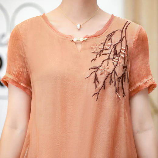 FLO-8202-1930中长款妈妈装洋气短袖碎花连衣裙 商品图2