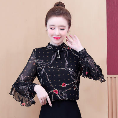 mz5819上衣碎花雪纺衫打底长袖小衫