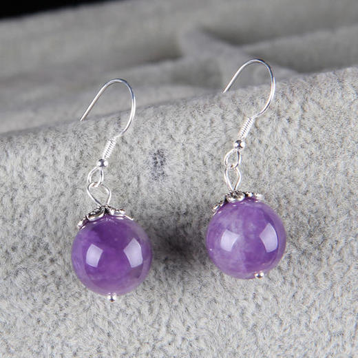 S925银，耳钩防过敏自然紫晶耳坠NM-80354 商品图1