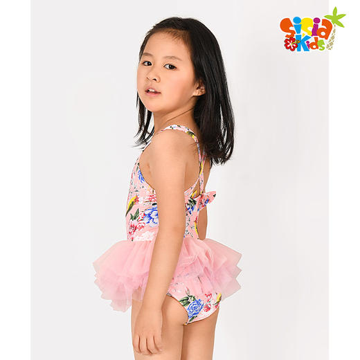 sisia儿童泳衣女新款公主范中大童洋气度假裙式连体游泳衣 商品图2