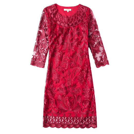 LC-2059品牌网纱刺绣高贵优雅修身七分袖中老年妈妈装 商品图4