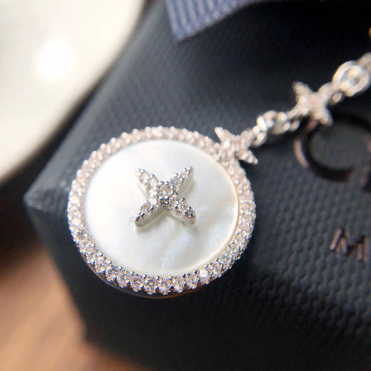 代购级apmmonaco圆贝母项链s925纯银