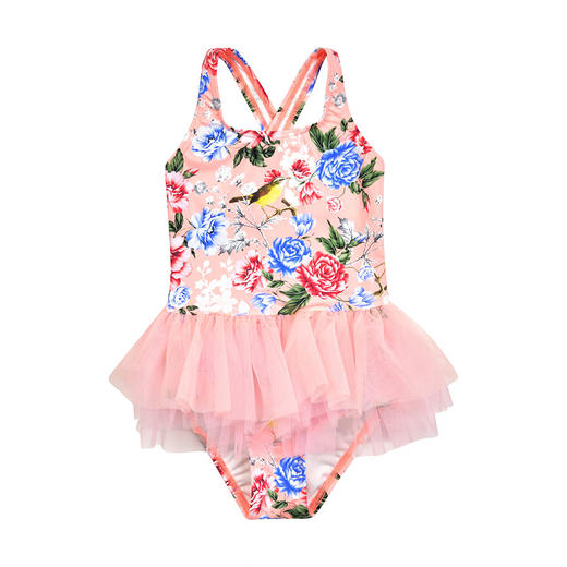 sisia儿童泳衣女新款公主范中大童洋气度假裙式连体游泳衣 商品图4