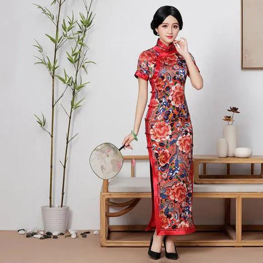 QC-1697448日常复古，高端改良时尚真丝中长款旗袍 商品图4