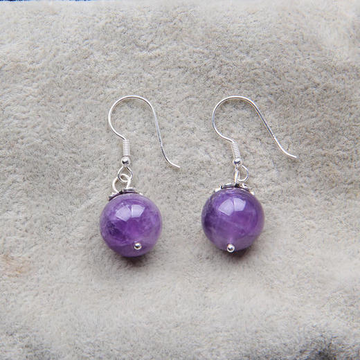 S925银，耳钩防过敏自然紫晶耳坠NM-80354 商品图2