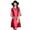 HXYY-A425新款民族风重工刺绣花七分袖连衣裙 商品缩略图2