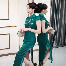 QQ-9536新款高端唯美花边刺绣旗袍