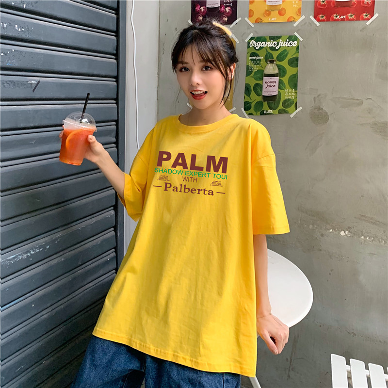 忌平庸时尚女装一件代发100%棉短袖T恤女韩版宽松夏季2020新款百搭女学生上衣服JPY带授权招加盟代理