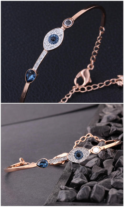 奥地利施华洛世奇swarovski玫瑰金色恶魔之眼水晶手链5171991玫瑰金