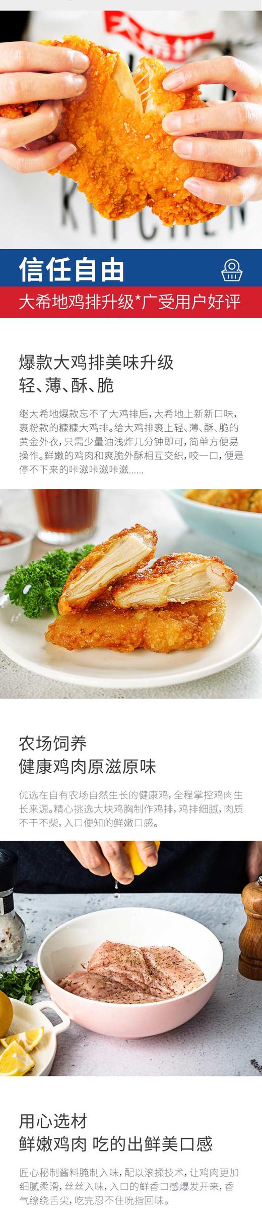 【品牌直供】大希地冷冻半成品裹粉鸡排500g（5片）/袋JPY带授权招加盟代理 商品图2