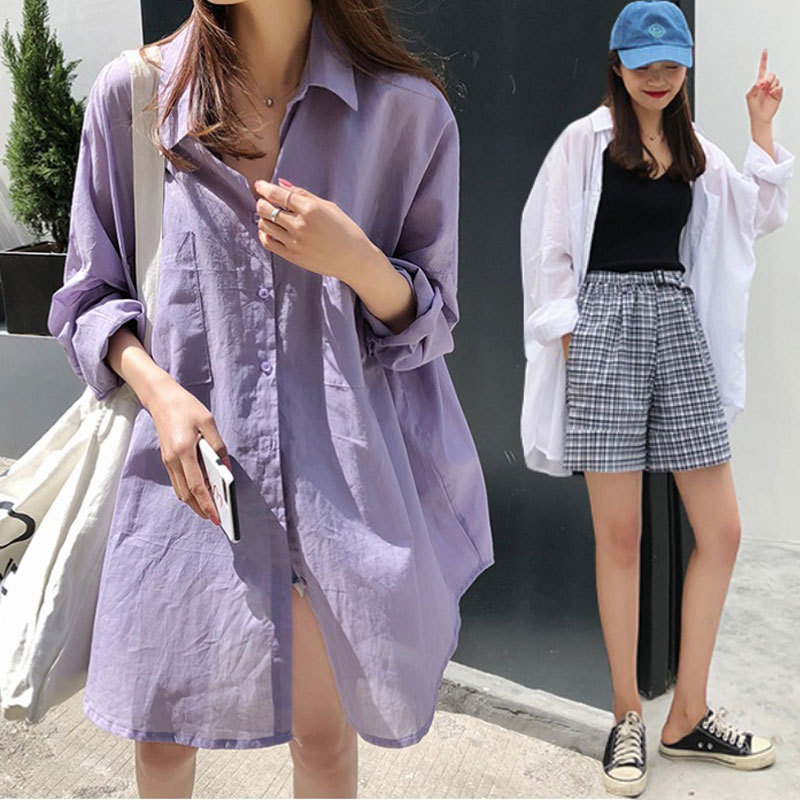忌平庸女装2020夏季新款防晒衣胖MM薄款纯色衬衫韩版百搭宽松显瘦大码休闲装JPY带授权招加盟代理