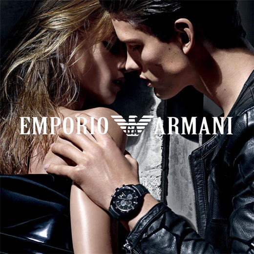 Armani阿玛尼手表男黑色商务皮带手表男时尚三眼石英表 情侣款JPY带授权招加盟代理 商品图1